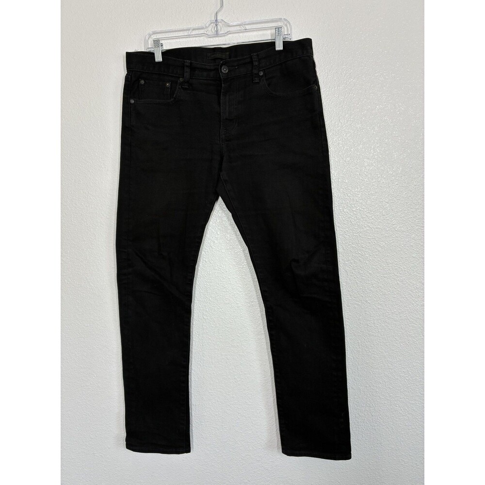 Uniqlo Jeans Mens 33x32 Black Slim Straight Selvage Stretch Denim Low Rise Pants